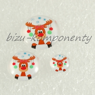 Skleněný kabošon sobík, 14 mm