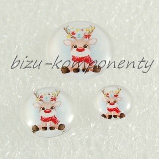 Skleněný kabošon sobík, 16 mm