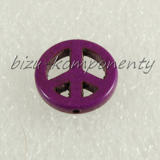 Korálek symbol peace 16mm fialová barva