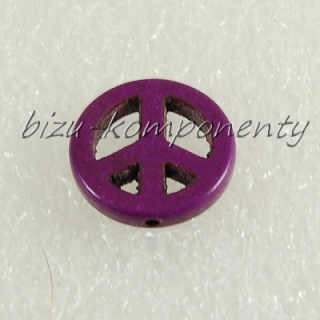 Korálek symbol peace 25mm fialová barva