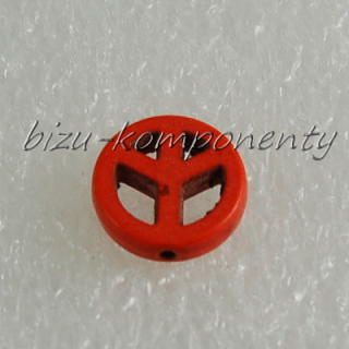 Korálek symbol peace 25mm oranžová barva