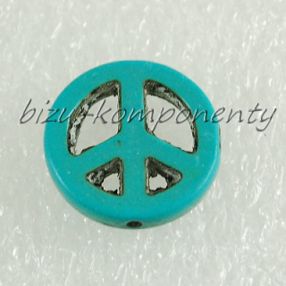Korálek symbol peace 16mm světle modrá barva