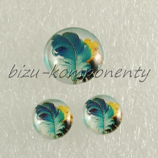 Skleněný kabošon indiánské péro, 18 mm