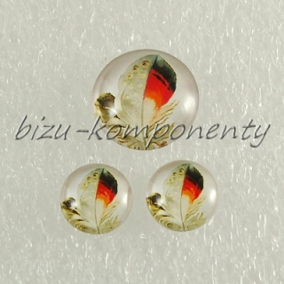 Skleněný kabošon indiánské péro, 18 mm