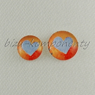 Kabošon oranžový srdíčkový, 10 mm