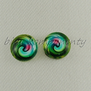 Skleněný kabošon spirála, 12 mm