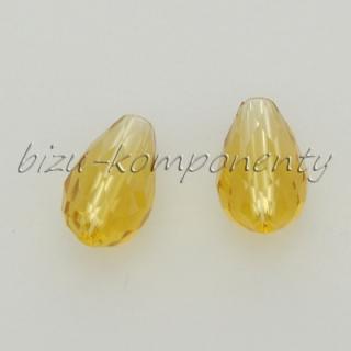 Žlutý broušený korálek kapka  15x10mm, 4ks