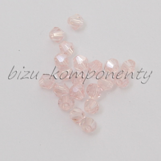 Pokovený broušený korálek růžový dvoukužel, 4mm, 20ks