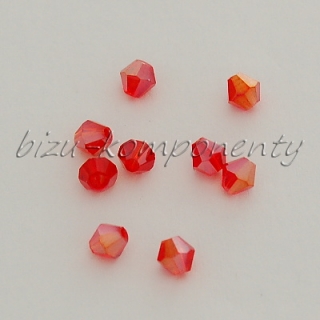 Pokovený broušený korálek sytě růžový dvoukužel, 4mm, 20ks