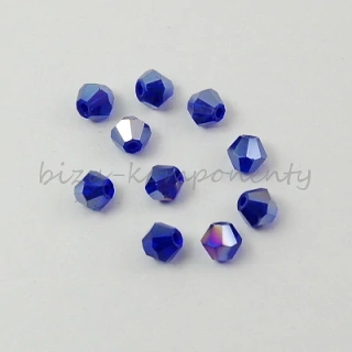 Pokovený broušený korálek modrofialový dvoukužel, 4mm, 20ks