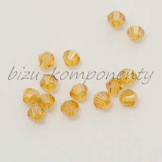 Pokovený broušený korálek žlutý dvoukužel, 4mm, 20ks 