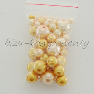 Žlutá směs voskovaných perlí 3-12mm 30g