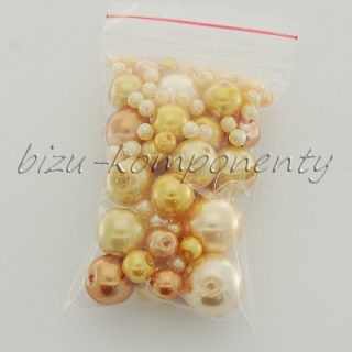 Žlutá směs voskovaných perlí č.2, 3-12mm 30g