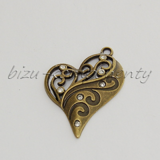 Srdce s bílými šatony, bronzová barva