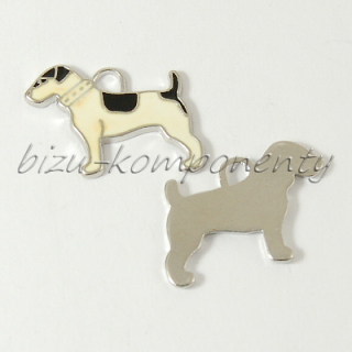 Černo-bílý smaltovaný pejsek, bílý obojek