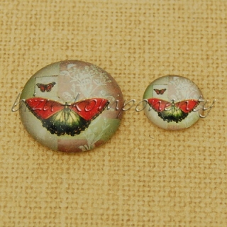 Kabošon červený motýl, 12 mm