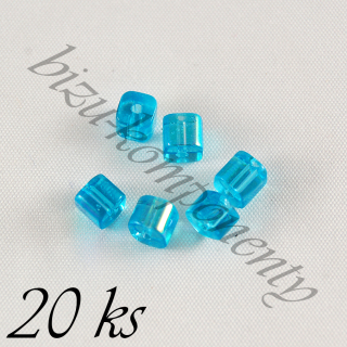 Světle modré kostičky s pokovem 5mm 20ks