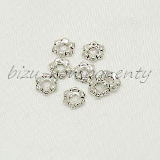 Mezidíl kytička 5mm, stříbrná barva, 10ks