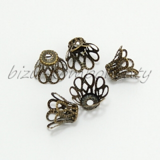 Filigránový kaplík bronzové barvy 10ks