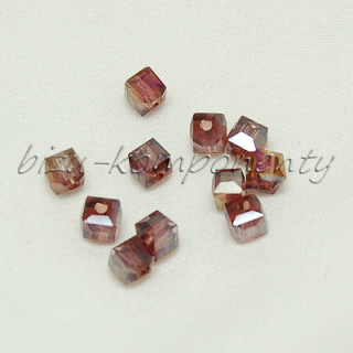 Hnědé kostičky s pokovem, sražené hrany 4mm 20ks