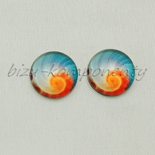 Skleněný kabošon spirála, 12 mm