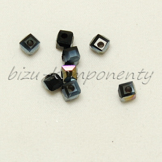 Modročerné kostičky s pokovem, sražené hrany 4mm 20ks