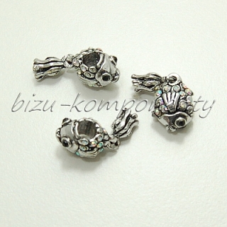 Kovový korálek rybka s duhovými šatony