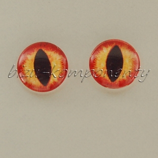 Skleněný kabošon oko, 12 mm