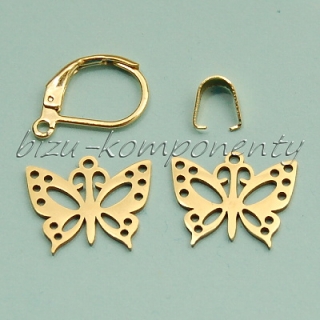 Motýlek, zlatá barva, 16x13mm, chirurgická ocel