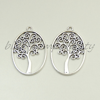 Oválný strom života 40x27mm, stříbrná barva