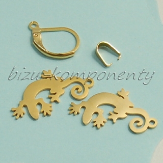 Ještěrka, zlatá barva, 25x13mm, ocel