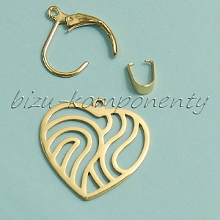 Srdce, zlatá barva, 22x22mm, ocel