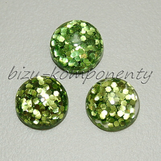Šupinkový kabošon zelená barva, 12 mm
