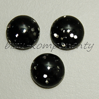  Černý  kabošon s bílými šupinami, 12 mm