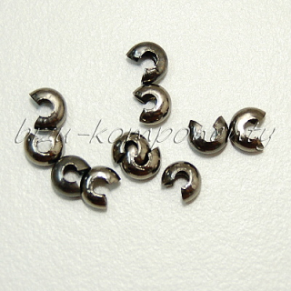 Kryt zamačkávacího rokajlu, gunmetal barva, 4 mm, 50 ks