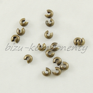 Kryt zamačkávacího rokajlu, bronzová barva, 4 mm, 50 ks