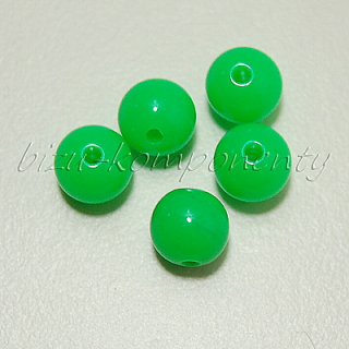 Fluorescenční akrylové korálky, zelená barva, 8mm, 22ks 