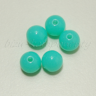 Fluorescenční akrylové korálky, zelenomodrá barva, 8mm, 22ks 