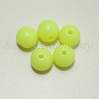 Fluorescenční akrylové korálky, žlutá barva, 6mm, 50ks 