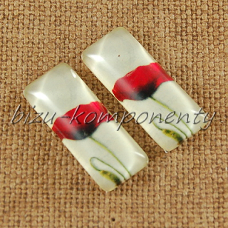 Skleněný kabošon vlčí mák 1, 10x25 mm, pár