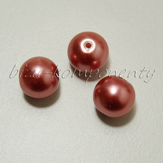 Hnědorůžové voskované perle 12mm 5ks