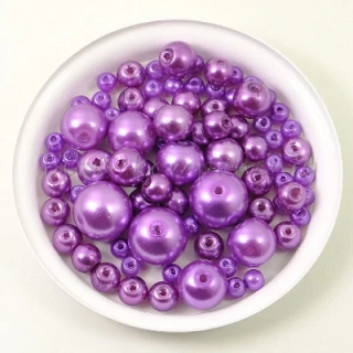 Směs voskovaných perlí, fialová, 4-12mm 30g