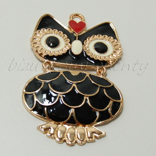 Sova černý smalt, zlatá barva