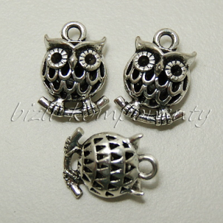 3D mini sovička, stříbrná barva