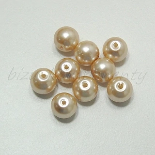 Tmavší smetanové voskované perle 8mm 20ks