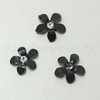 Černý kvítek s čirým šatonem, 10mm