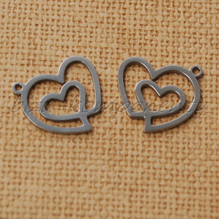 Dvě srdce, 14x15mm, ocel