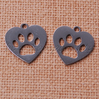 Srdíčko s tlapkou, 15x15mm, ocel