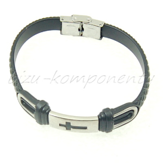 Černý náramek 22cm, silikon a ocel