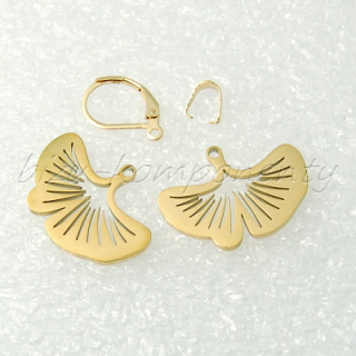 Ginkgo biloba, zlatá barva, 25x18mm, ocel